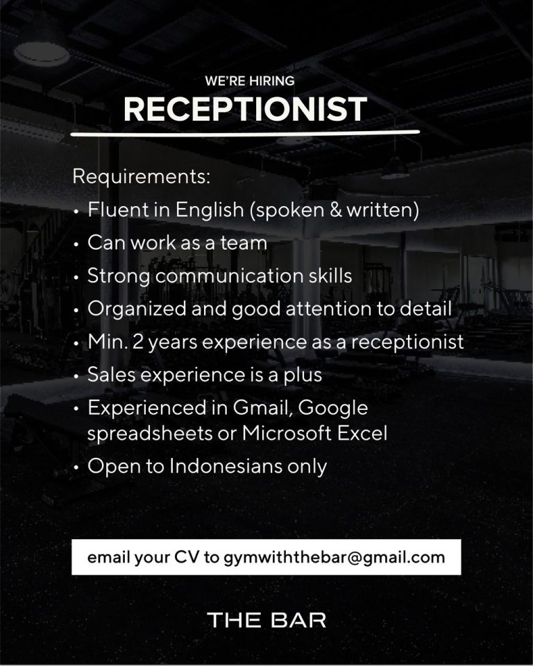 lowongan kerja resepsionis