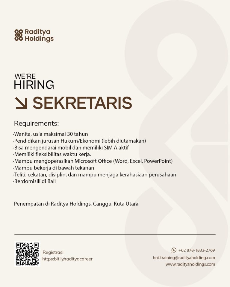 lowongan kerja sekretaris di raditya holdings