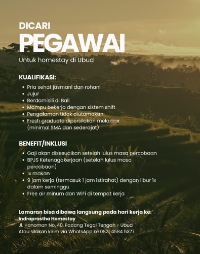 lowongan kerja indraprastha homestay ubud