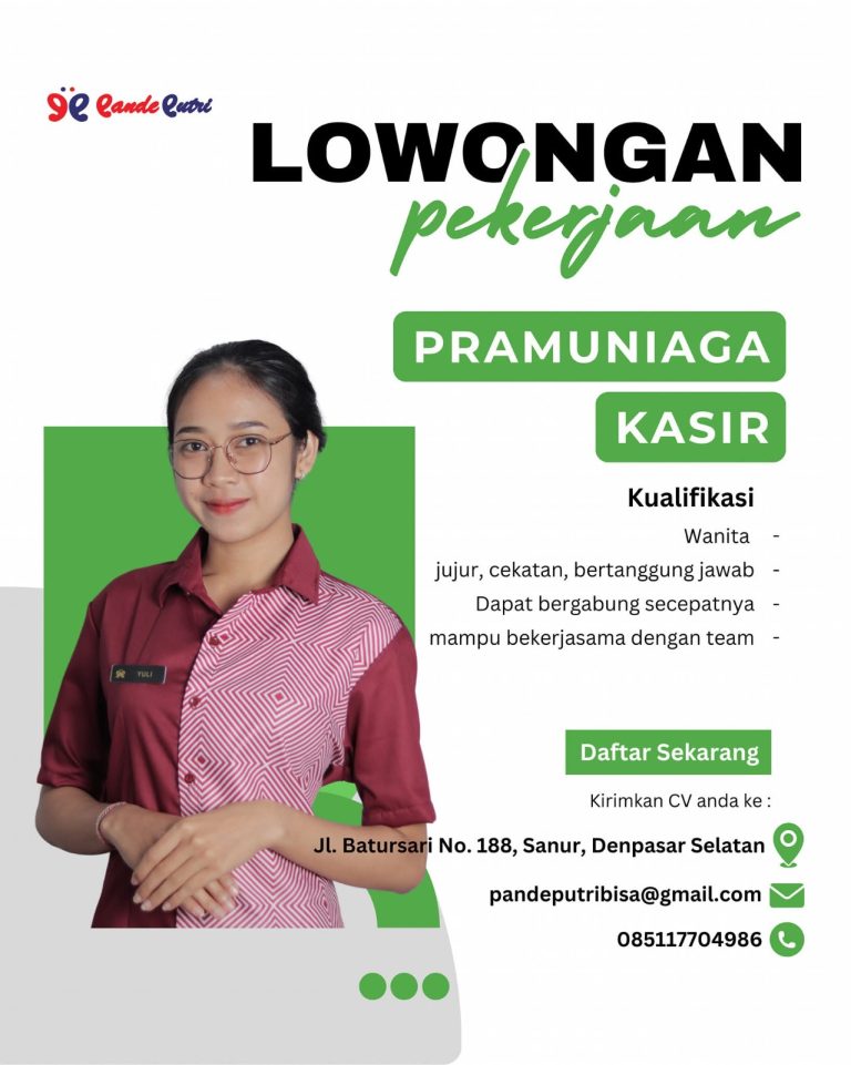 lowongan kerja kasir dan pramuniaga