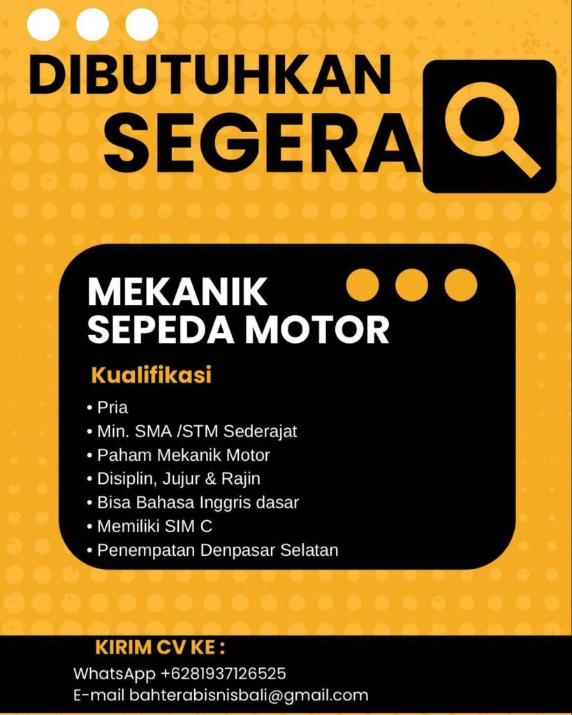 lowongan mekanik sepeda motor
