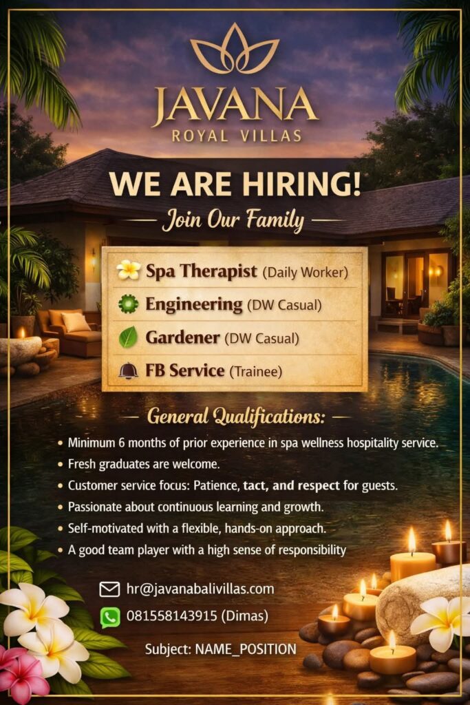 lowongan javana royal villas