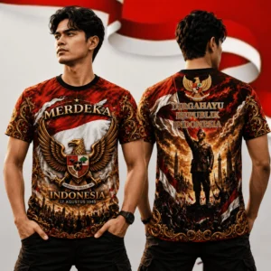 Kaos Basic Pria Wanita Dirgahayu RI Casual Kekinian