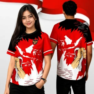 Kaos Basic Pria Wanita Dirgahayu RI Casual Kekinian