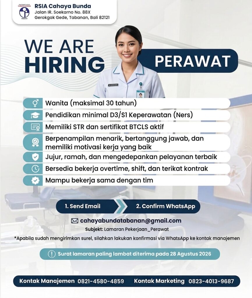 lowongan kerja perawat rsia cahaya bunda