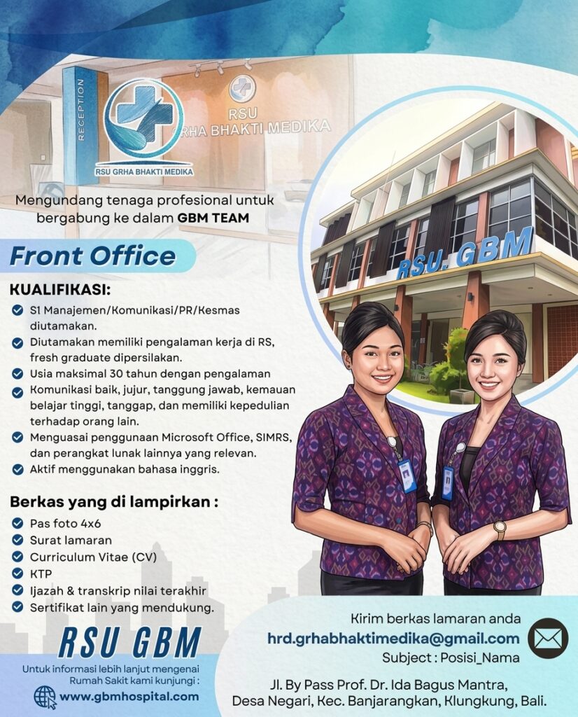 lowongan kerja front office rsu grha bhakti medika